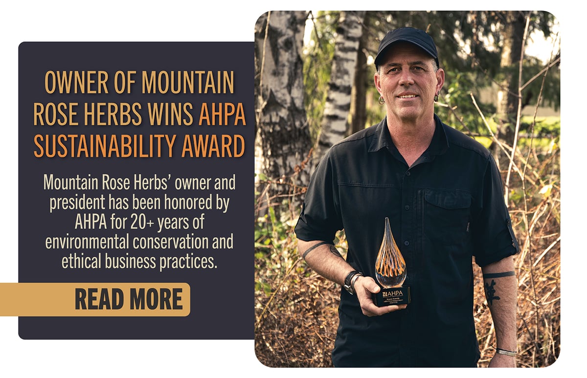 Ownder of Mountain Rose Herbs wins prestigious sustainability award. 