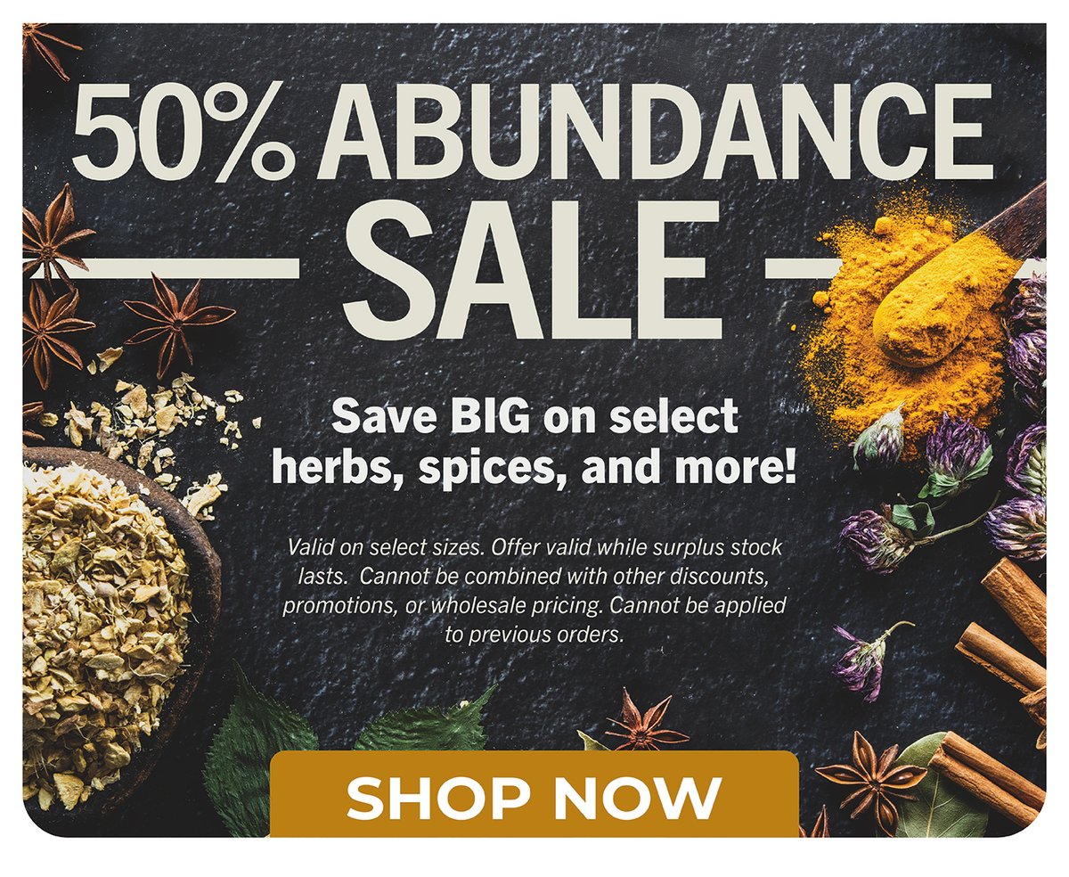 50% Abundance Sale!  Shop and Save!